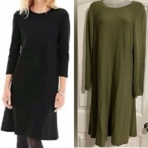 J. Jill Women's Sweater Dress Small Olive Green Cotton Blend Smock Cottoagecore